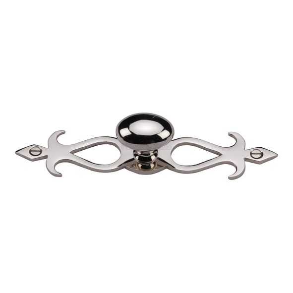 C3072 32-PNF • 32 x 162 x 32mm • Polished Nickel • Heritage Brass Oval On Traditional Plate Cabinet Knob